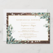 Rustikale Lichter Grüne Probe Abendessen Einladung (Vorderseite)