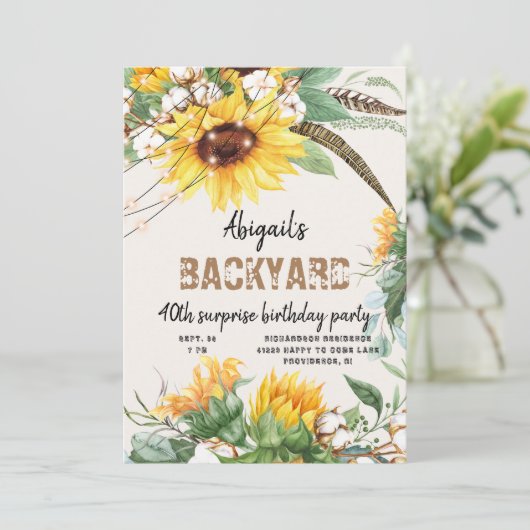 Rustikale Lichter Hinterhof Überraschung Geburtsta Einladung (Stehend Vorderseite)