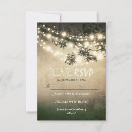 Rustikale Lichter Hochzeit RSVP Karten