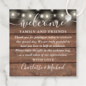 Rustikale Lichter Hochzeitshilfsbeutel Geschenkanhänger (Rückseite)