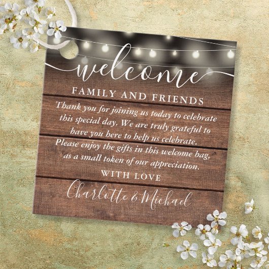 Rustikale Lichter Hochzeitshilfsbeutel Geschenkanhänger