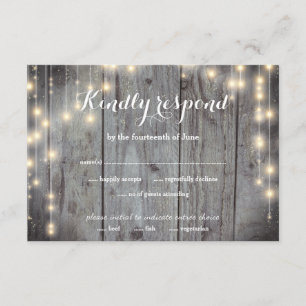 Rustikale Lichter Holz RSVP Karte