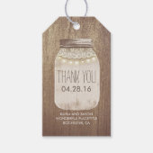 Rustikale Lichter Mason Jar Lace Wood Geschenkanhänger (Vorderseite)