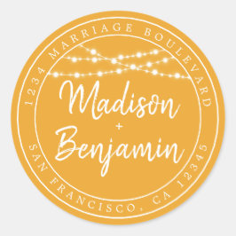 Rustikale Lichter Mellow Gelbe Rücksendeadresse Runder Aufkleber