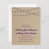 Rustikale Lichter Save the Date Lila Ankündigungspostkarte (Vorne/Hinten)