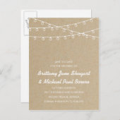 Rustikale Lichter Save the Date weiß Ankündigungspostkarte (Vorne/Hinten)