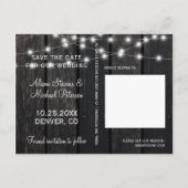Rustikale Lichter Stall Holz Foto rett Datum Hochz Ankündigungspostkarte (Rückseite)