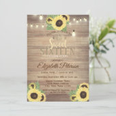 Rustikale Lichter, Tiara, Sonnenblumen Süß 16 Part Einladung (Stehend Vorderseite)