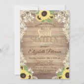 Rustikale Lichter, Tiara, Spitzen Sonnenblumen Süß Einladung (Vorderseite)