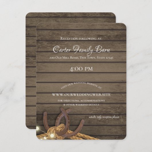 Rustikale Lichter und Hufeisen Details Einladung (Vorne/Hinten)