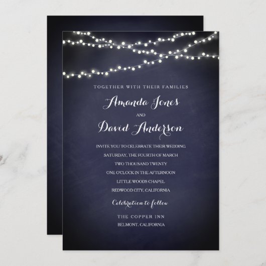 Rustikale Lichter zum Hochzeitsfeiern Einladung (Vorne/Hinten)