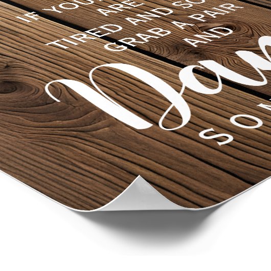 Rustikale Lichterfolge flackert Hochzeitszeichen Poster (Ecke)