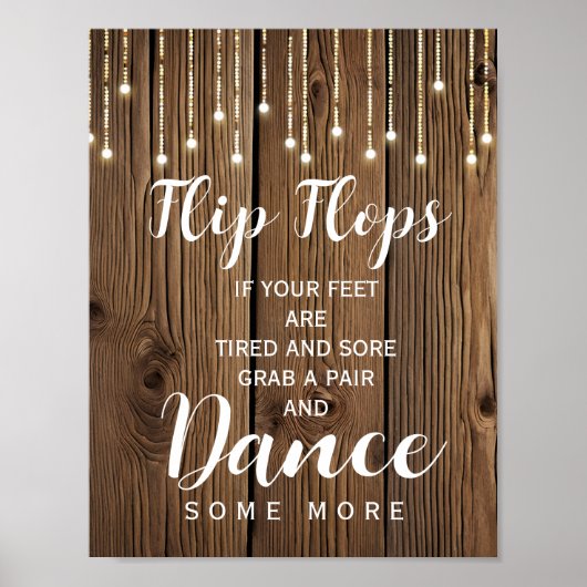 Rustikale Lichterfolge flackert Hochzeitszeichen Poster (Vorne)