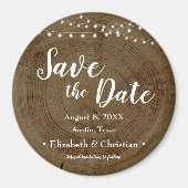 Rustikale Lichterfolge Holz Barke Save the Date Magnet (Vorne)