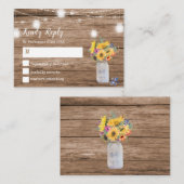 Rustikale Lichterfolge | Mason Jar Wedding RSVP Mitteilungskarte (Vorne/Hinten)