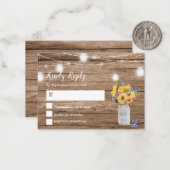 Rustikale Lichterfolge | Mason Jar Wedding RSVP Mitteilungskarte (Vorderseite/Rückseite Beispiel)