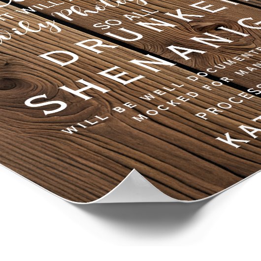 Rustikale Lichterfolge Offenes Bar-Hochzeitssymbol Poster (Ecke)