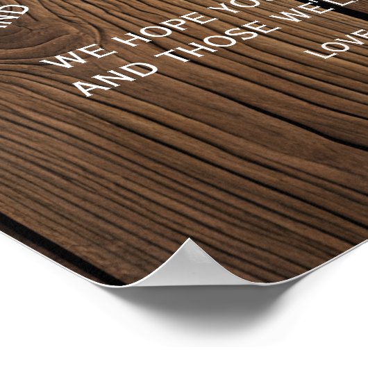 Rustikale Lichterkette Danke Hochzeitszeichen Poster (Ecke)