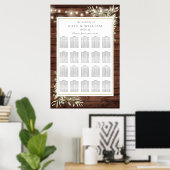 Rustikale Lichterkette Grün Hochzeits-Sitzplan Poster (Heimbüro)