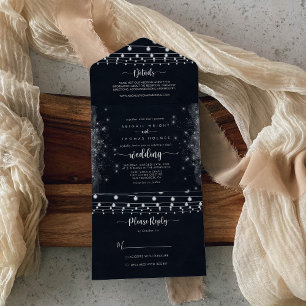 Rustikale Lichterkette Hochzeit All In One Einladung