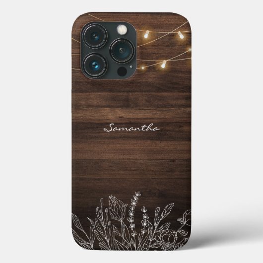 Rustikale Lichterkette Holz Muster Case-Mate iPhone Hülle (Rückseite)