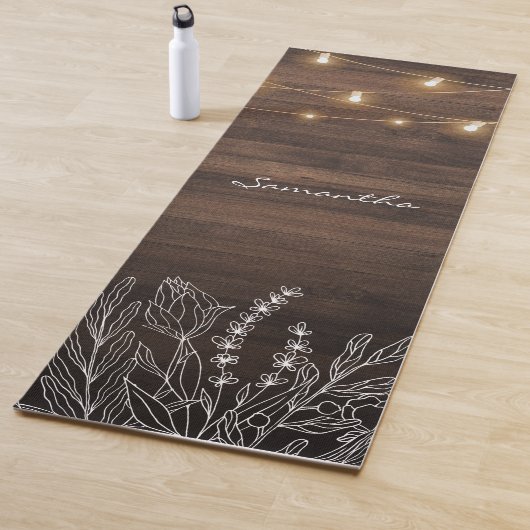 Rustikale Lichterkette Holz Muster Yogamatte (Beispiel)