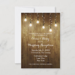 Rustikale Lichterkette Landhochzeit-Empfangskarte RSVP Karte