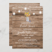 Rustikale Lichterkette & Mason Jar Brautparty Einladung (Vorne/Hinten)