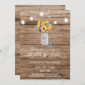 Rustikale Lichterkette & Mason Jar Wedding Einladung (Vorne/Hinten)