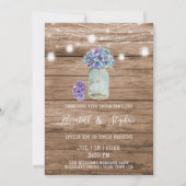 Rustikale Lichterkette & Mason Jar Wedding Einladung (Vorderseite)