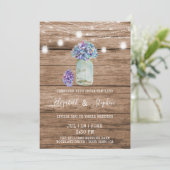 Rustikale Lichterkette & Mason Jar Wedding Einladung (Stehend Vorderseite)