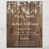 Rustikale Lichterkette Party/Hochzeitsprogramm (Vorderseite)