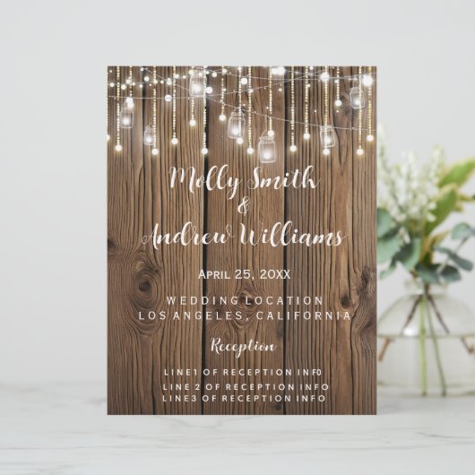 Rustikale Lichterkette Party/Hochzeitsprogramm (Stehend Vorderseite)