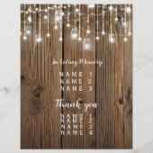 Rustikale Lichterkette Party/Hochzeitsprogramm (Rückseite)