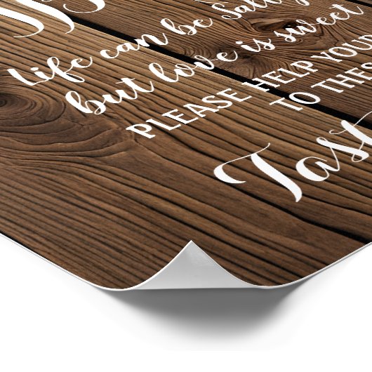 Rustikale Lichterkette Popcorn Bar wedsign Poster (Ecke)