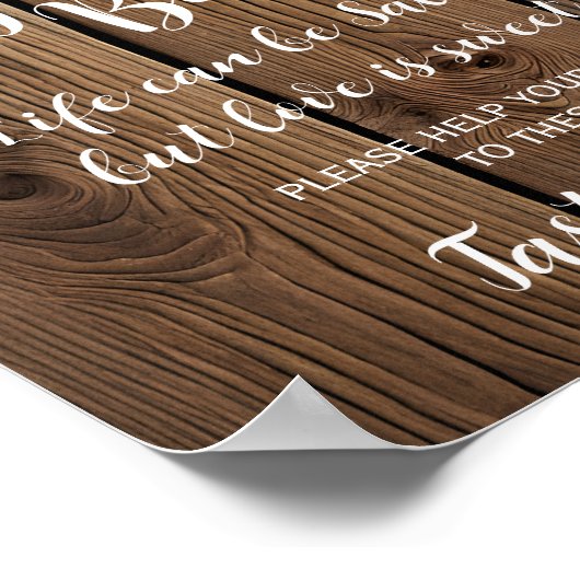 Rustikale Lichterkette Popcorn Bar wedsign Poster (Ecke)