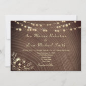 Rustikale Lichterkette QR-Code Hochzeit Einladung (Vorderseite)