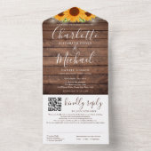 Rustikale Lichterkette QR-Code Sonnenblumen Hochze All In One Einladung (Innen Boden)