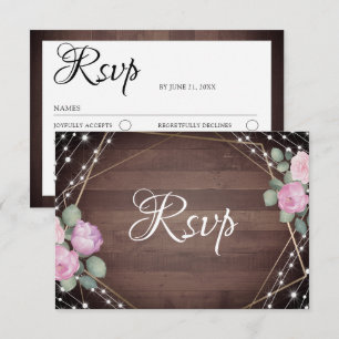 Rustikale Lichterketten aus Holz & Blumen RSVP Hoc Karte