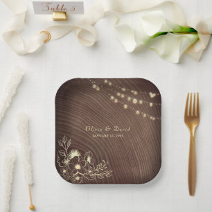 Rustikale Lichterketten Holz Hochzeit Papier Telle Pappteller