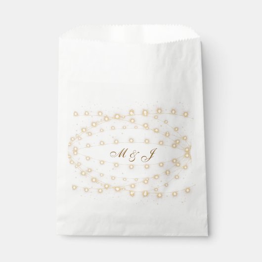 Rustikale Lichterketten-Monogramm-Hochzeitsgunst-B Geschenktütchen (Vorderseite)