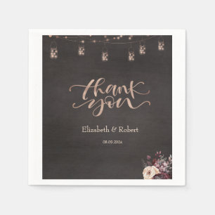Rustikale Lichterketten Rosen Danke Karte Serviette