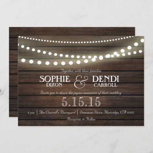 Rustikale Lichterzitterung zur Einladung (Vorne/Hinten)