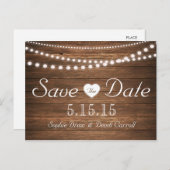 Rustikale Lichtreihe Save the Date Postkarte (Vorne/Hinten)