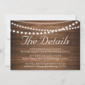 Rustikale Lichtzeichenkarte für Hochzeitdetails Einladung (Vorderseite)