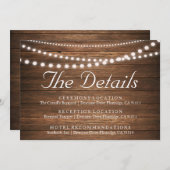 Rustikale Lichtzeichenkarte für Hochzeitdetails Einladung (Vorne/Hinten)