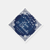 Rustikale Liebe aus Holz und dank Navy Blue Weddin Serviette (Ecke)