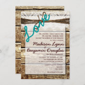 Rustikale LIEBE aus Stallholz Hochzeitsfeiern Einladung (Vorne/Hinten)