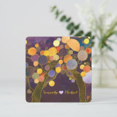 Rustikale Liebe Bäume Lila Hochzeit Einladung (Stehend Vorderseite)