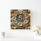 Rustikale Liebe: Blumenspielkunst aus dem 19. Jahr Quadratische Wanduhr (Zuhause)